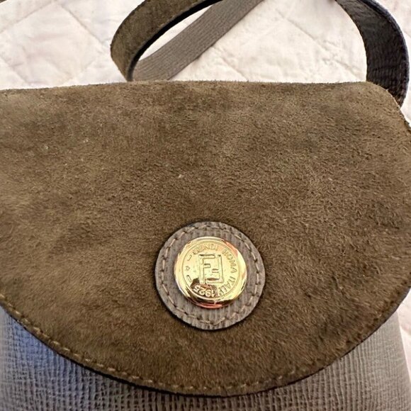 Fendi Green Leather and Suede Crossbody Bag - Picture 2 of 16